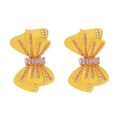 Luxuriöse Schmetterling-Ohrringe in Gelb mit rosa und klaren Kristallen für Damen - Gold mit rosa Strass