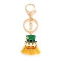 Llavero de San Patricio con sombrero verde trébol y borla de flecos amarillos - Estilo de Duende con Borla Amarilla (A)