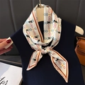 Elegant silk scarf featuring horse carriage patterns and contrast color trim on a sweater - Cream with White Edge (LE7-4)