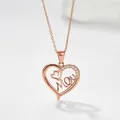 Roségoudkleurige hartketting met Mom-gravure en kristallen voor moeders - Mom Stijl B (N0455R) / Rozegoud Kleur MM Stijl B
