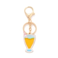 Llavero de copa de cóctel dorado con esmalte naranja y detalles de strass brillantes - Estilo Copa de Cóctel (A)