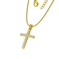 Collier croix en acier titane doré avec zircons cubiques étincelants sur chaîne classique - Style Doré (N0252G)
