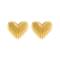 Elegante goldene Herzohrringe mit strukturierter Faltenstruktur im minimalistischen Design - Gold