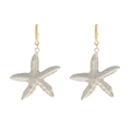 Pendientes largos de estrella de mar en aleación con forma de C y textura martillada - Mezcla de Oro y Plata (A)