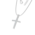 Collier avec pendentif croix en acier titane argenté et zircons brillants sertis - Style Argenté (N0252S)