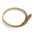 Vintage golden snake choker with detailed scale texture and hinged wrap-around design - Antique Gold