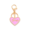 Portachiavi a cuore rosa con scritta Bride dorata e bordo di perle bianche su metallo - Rosa