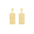 Vintage gold-tone domino drop earrings with sparkling rhinestones for women - White Rhinestone