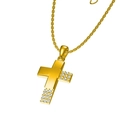 Collier pendentif croix dorée en titane avec micro-incrustations de cristaux blancs - Style Doré (N0253G)