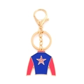 Portachiavi a forma di felpa in smalto colorato con stella dorata e cristalli rosa chic - Stile Abbigliamento Sportivo (KZ250224-0041)