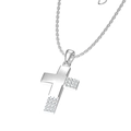 Collana a croce in acciaio al titanio argento lucido con intarsio in zirconi cubici - Stile Argento (N0253S)