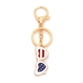 Creatieve Amerikaanse vlag hart zonnebril sleutelhanger met gouden metalen clip - Hart Zonnebril VS Vlag Stijl (KZ250304-0056)
