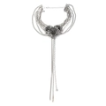 Elegante zilveren franje ketting met meerdere lagen en drie madeliefje bedeltjes - Vintage Zonnebloem Gelaagde Kwastjesstijl (A)