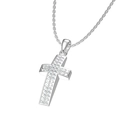 Collana con ciondolo a croce argento con micro-pavé di pietre di zirconia lucide - Stile Argento (N0256S)