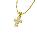 Collana con croce in titanio placcato oro con pavé di zirconi bianchi scintillanti - Stile Oro (N0257G)
