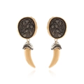 Vintage oval crystal base with cream horn pendants and dark rhinestone accents on white background - Style A (Retro Gold & Black)