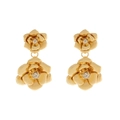 Vintage style double-layered gold flower earrings with white crystals for women - Gold