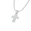 Collana con croce in acciaio al titanio argento e zirconi incastonati di lusso - Stile Argento (N0257S)