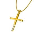 Collana con ciondolo a croce dorata di lusso con diamanti scintillanti da donna - Stile Oro (N0258G)