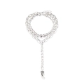 Collana multistrato argento con pendente a corno vintage e catena a forma di Y - Argento