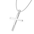 Collana a croce in acciaio al titanio argento con pavé su una catena classica - Stile Argento (N0258S)