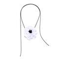 Collana artigianale con fiore in tessuto bianco e cordoncino nero regolabile - Fiore di Tessuto Bianco (1)