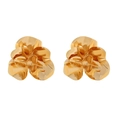 Exaggerated 3D gold flower stud earrings with multilayered metallic petals in shiny finish - Gold
