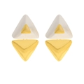 Orecchini geometrici bicolore con pendenti a triangolo stratificati in oro e argento - Bianco K/Argento