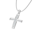 Collana in acciaio inossidabile argento con pendente a croce scintillante su sfondo bianco - Stile Argento (N0259S)