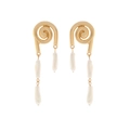 Orecchini a spirale dorati con pendenti in perle barocche asimmetriche da donna - Stile Spirale Dorata Con Perla Barocca