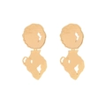 Orecchini a sospensione in lega dorata con pendente geometrico e texture lavica - Oro