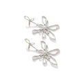 Artistic silver hollowed flower earrings with oversized metallic petals in liquid style - Silver