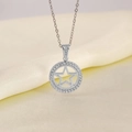 Collier vintage argenté avec pendentif étoile évidé et oxydes de zirconium sertis - Étoile Argentée