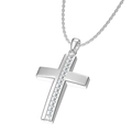 Elegante ciondolo a croce in acciaio al titanio argento con zirconi scintillanti - Stile Argento (N0260S)