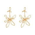 Abstract golden flower earrings with hollow metal petals in a liquid metallic finish - Gold