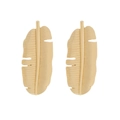 Golden oversized tropical leaf earrings with detailed vein texture in naturalist style - Gold