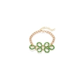 Elegante bracciale a catena dorata con fiori in smalto verde e chiusura a moschettone - Bracciale Singolo