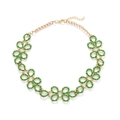 Collana a maglie di fiori in smalto verde dorato con chiusura a moschettone regolabile - Collana Singola
