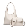 Cream white multi-piece handbag set with large hobo bag and small crossbody in pebble leather - Large Tote And Small Crossbody Bag Collection / Off White