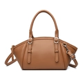 Sac fourre-tout spacieux en cuir marron avec grain litchi et boucle argent - Jaune