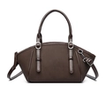 Bolso de mano retro marrón oscuro estilo doctor con herrajes plateados y acabado mate - Marrón