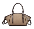 Bolso de mano retro de gran capacidad en cuero sintético bicolor café y marrón - Caqui
