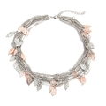Bohemian multi-layer necklace with rose gold and silver hollow leaf pendants - Two Colors
