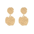 Minimalist gold alloy drop earrings with hammered texture and vintage geometric design - Gold