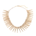 Handmade beaded necklace with golden fish pendants and white shells in bohemian style - Gold
