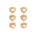 Orecchini a cuore pendenti vintage dorati con texture perla barocca e design in metallo - Oro