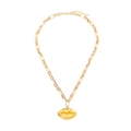 Goldene Retro-Halskette mit markantem 3D-Lippenanhänger und Figaro-Kettendesign - Gold