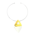 Collana geometrica minimalista con pendente bicolore in oro e argento lucido - Bicolore Oro e Argento
