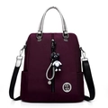 Sac à dos femme polyvalent en nylon bordeaux imperméable avec charmant petit ours - Violet