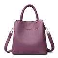 Borsa a mano classica in ecopelle viola con manici e tracolla regolabile - Viola